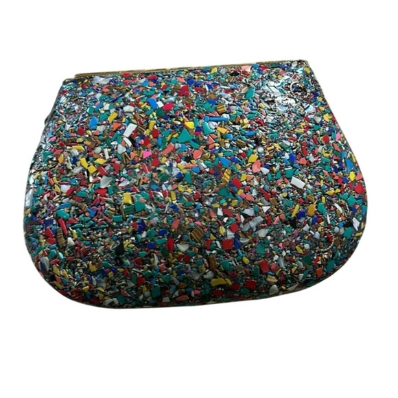 Ramla Designer Vibrant Floral Mosaic Clutch Chain included NWOT - Picture 4 of 10